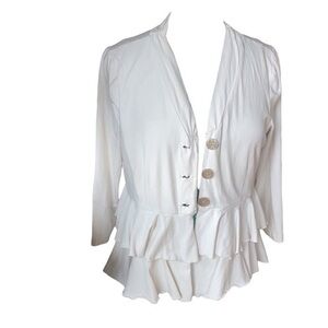 White Peplum Cardigan/Jacket, Size Large
